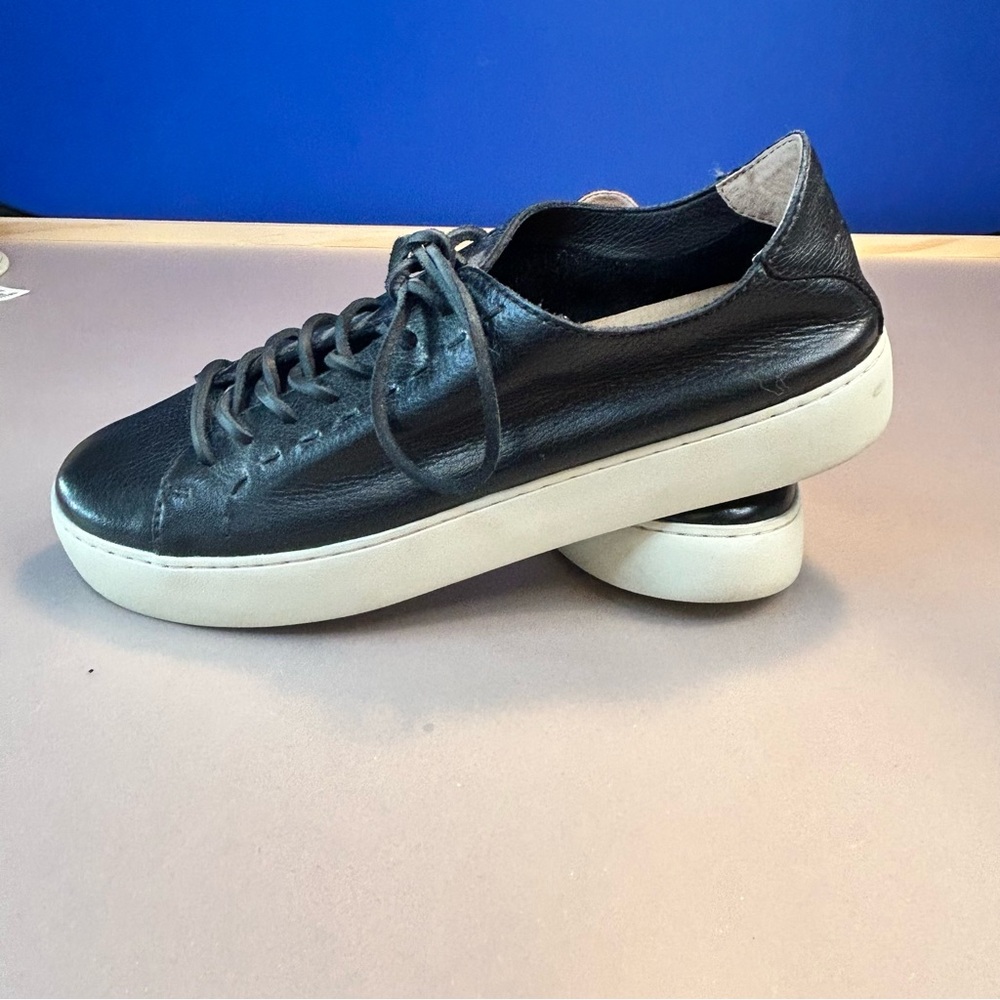 Frye Lena Low Lace Sneakers Leather Black Women’s Size 10M Shoes - Picture 5 of 10